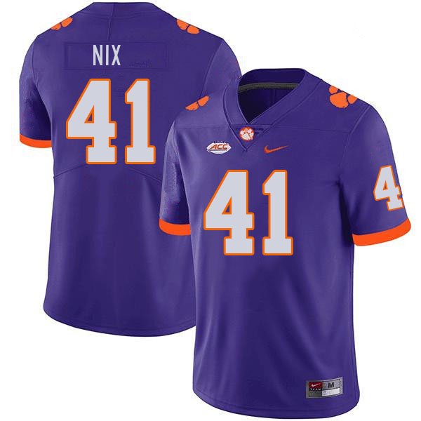Men's Clemson Tigers Caleb Nix #41 College Purple NCAA Authentic Football Stitched Jersey 23QD30YK